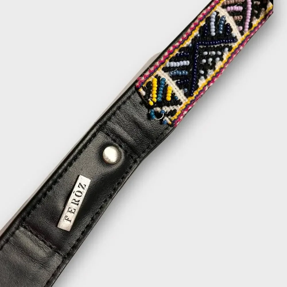 NWT FEROZ Beaded Dog Collar Leash Set L XL Boho Artisan Handmade